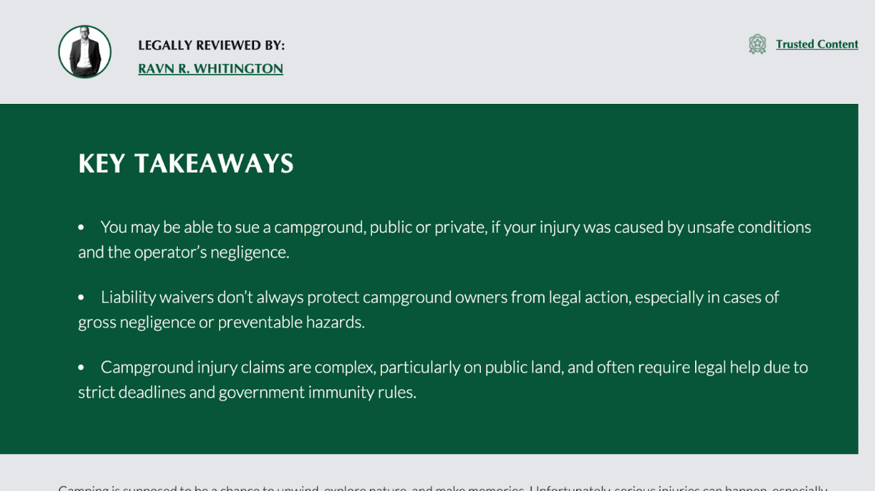 Image of a key takeaways block from a client site