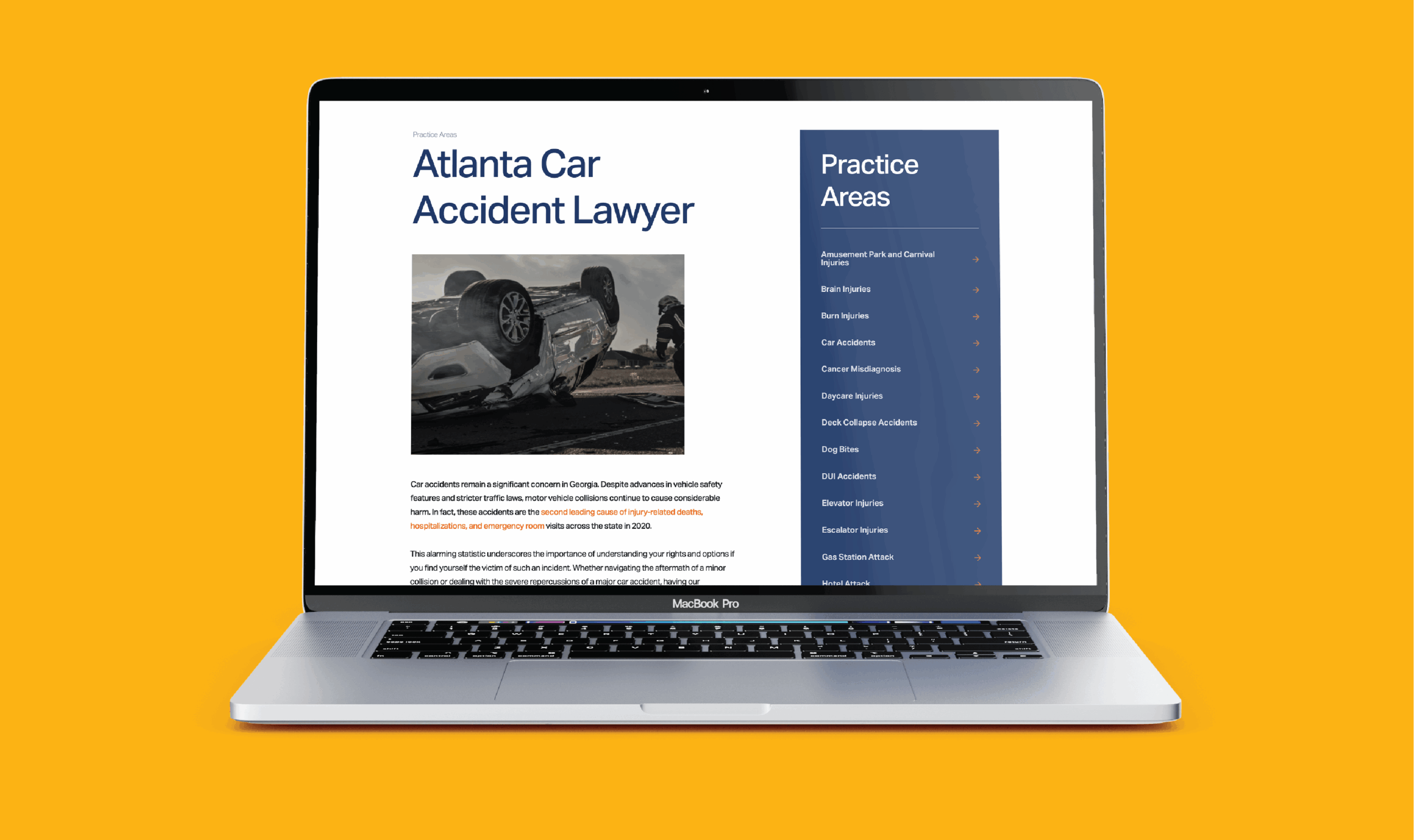 A laptop displays a webpage titled 