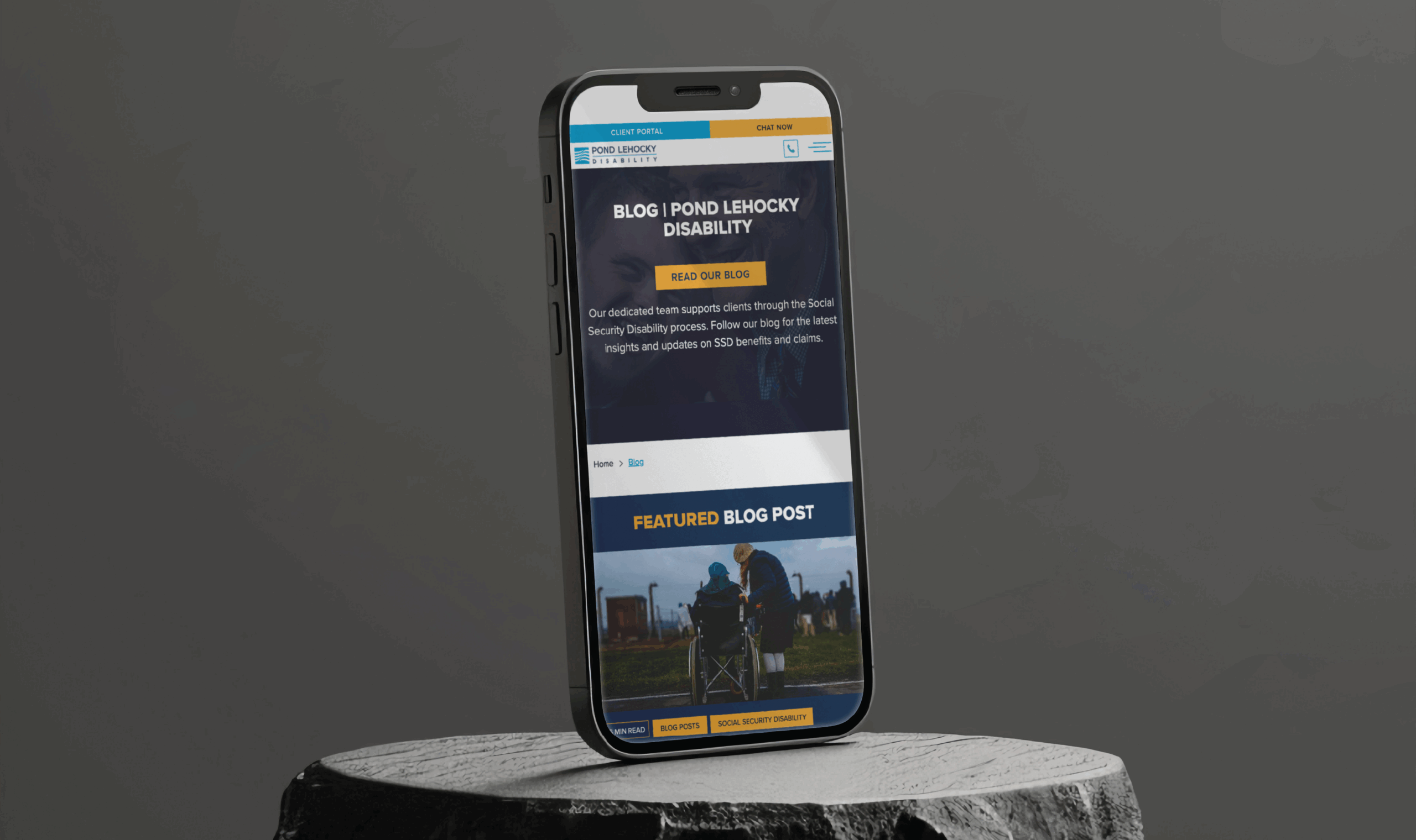 The new SSD website is displayed on a smartphone, featuring a 
