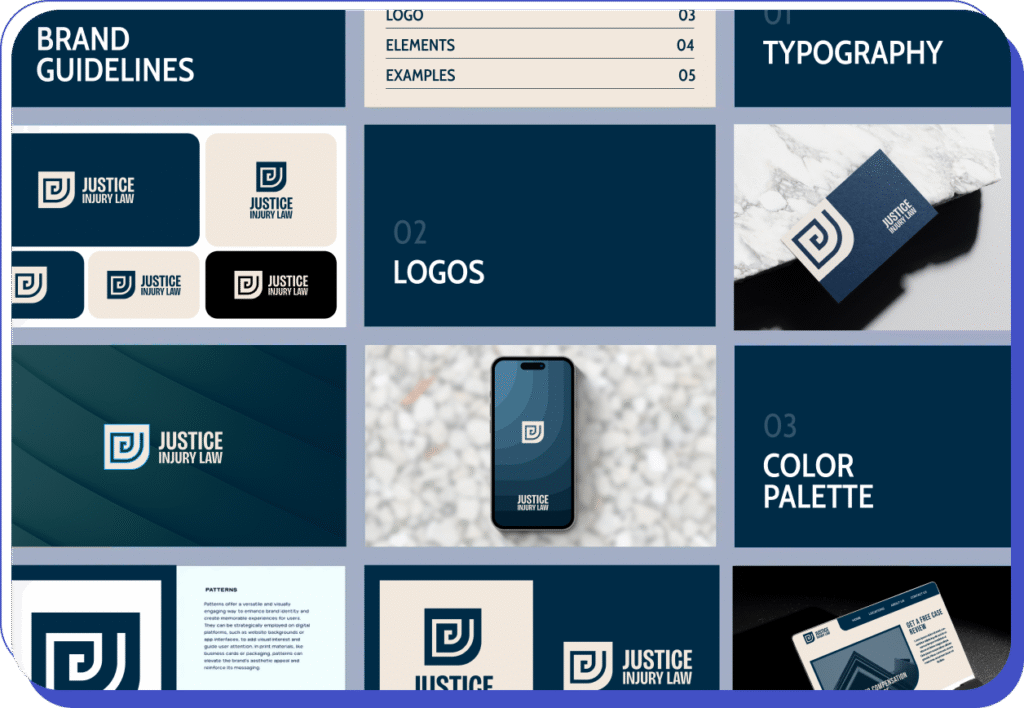 Brand guidelines document outlining logo usage and website design standards for the company.